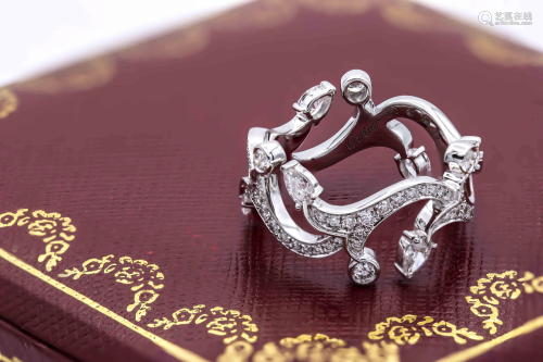 Cartier 18k White Gold Diamond Ring Size 53