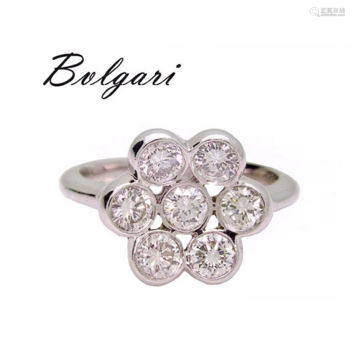 Bulgari Platinum 950 1.40 TCW VS E Diamond Flower Ring