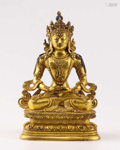 GILT BRONZE AMITABHA BUDDHA STATUE