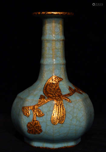 RU YAO GLAZE BIRD PATTERN VASE