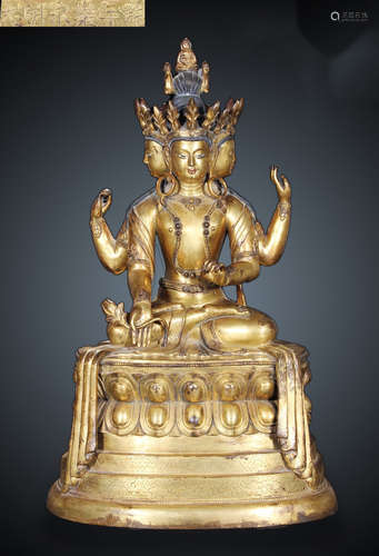 GILT BRONZE VAIROCANA BUDDHA STATUE