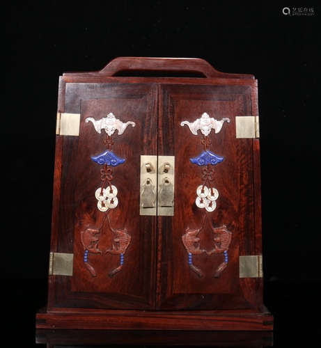 HUANGHUALI WOOD WITH GEM AUSPICIOUS CABINET