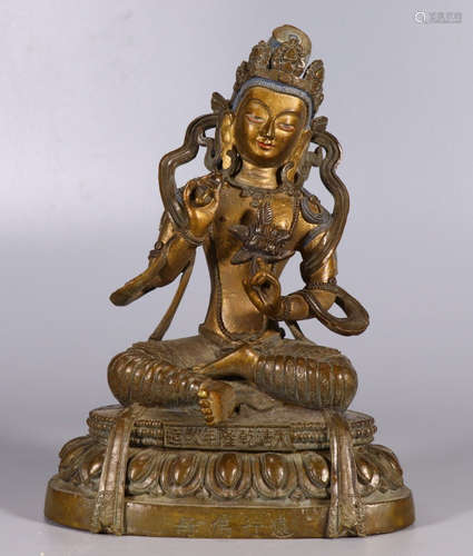 QIANLONG MARK COPPER TARA BUDDHA STATUE