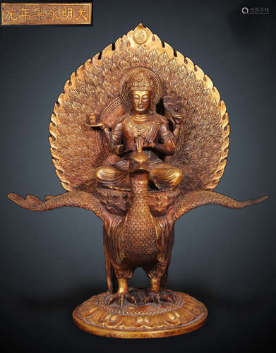 GILT BRONZE CASTED BUDDHA SHAPE STATUE