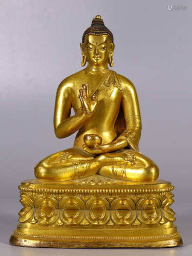 GILT BRONZE SAKAYAMUNI BUDDHA STATUE