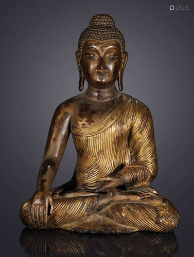 GILT BRONZE SAKAYAMUNI BUDDHA STATUE