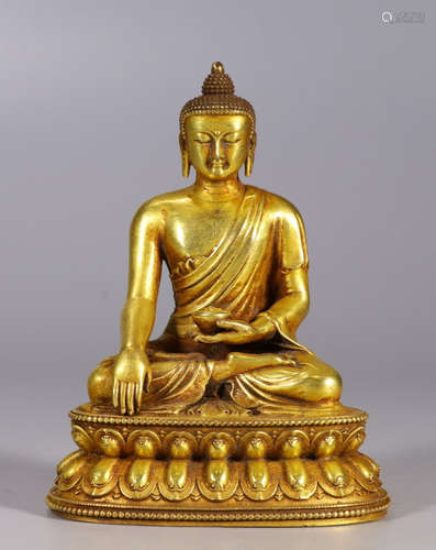 GILT BRONZE SAKAYAMUNI BUDDHA STATUE