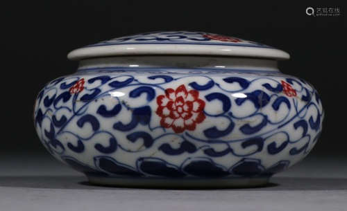 BLUE&WHITE GLAZE WRAPPED FLOWER PATTERN BOX