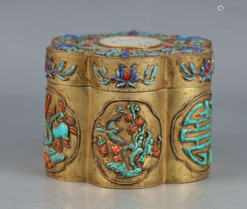 GILT BRONZE FLOWER PATTERN BOX