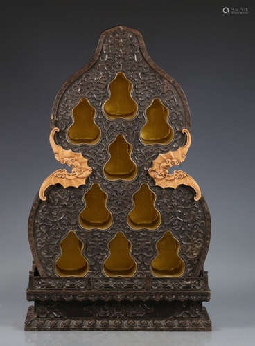 ZITAN AUSPICIOUS GOURD SHAPE PAGODA