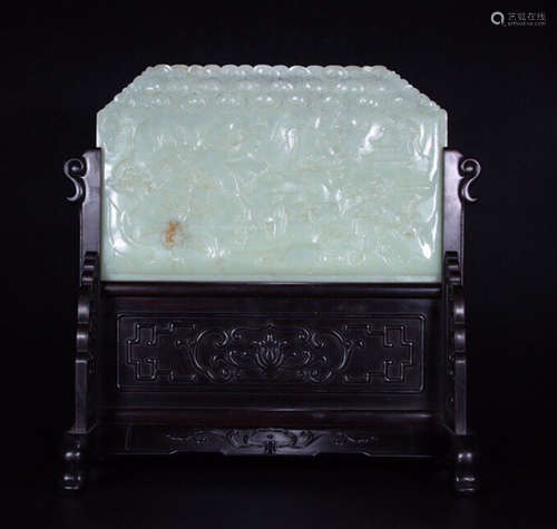 HETIAN JADE LANDSCAPE PATTERN TABLE SCREEN