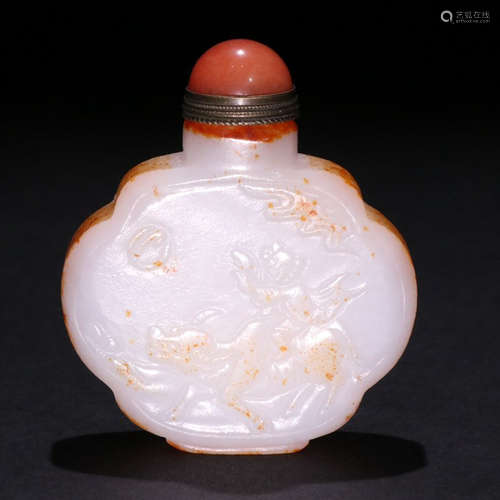 HETIAN JADE CARVED CHILD PATTERN SNUFF BOTTLE