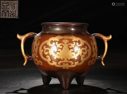 GILT BRONZE LOTUS PATTERN CENSER