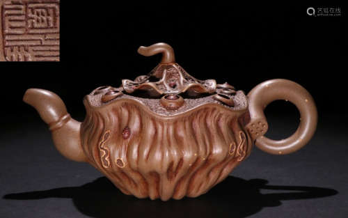 ZISHA CARVED TEA POT