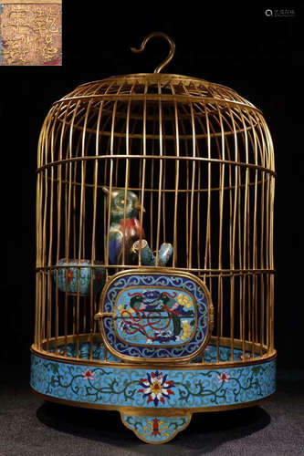 QIANLONG MARK CLOISONNE BIRD CAGE