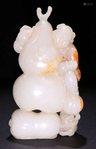 HETIAN JADE CARVED CHILD SHAPE STATUE VASE