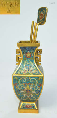 QIANLONG MARK CLOISONNE VASE