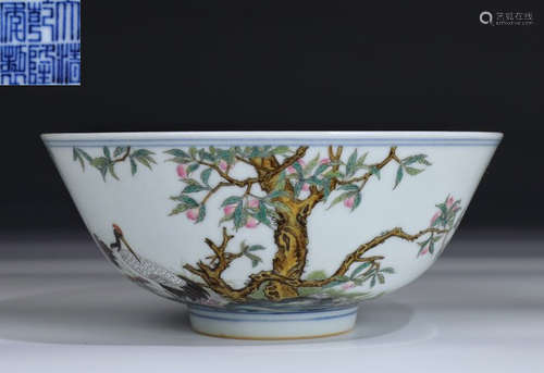 FAMILLE ROSE GLAZE CRANE PATTERN BOWL