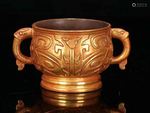 GILT BRONZE BEAST PATTERN CENSER