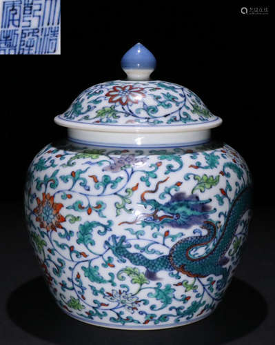 DOUCAI GLAZE DRAGON PATTERN JAR