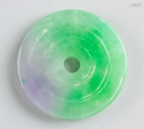 Chinese Two Color Round Jade Pendant