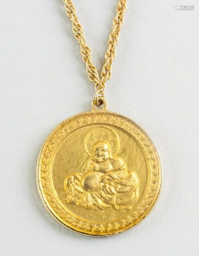Chinese Gold Plated Buddha Necklace