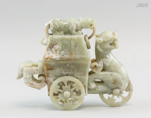 Chinese Hetian Jade Beast Wagon Miniature