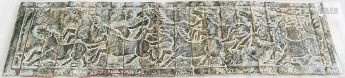 Chinese Stone Screen Carved Eight Horse