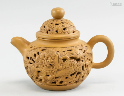 Chinese Zisha Dragon Teapot