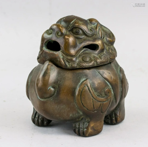Chinese Bronze Lion Censer with Mark