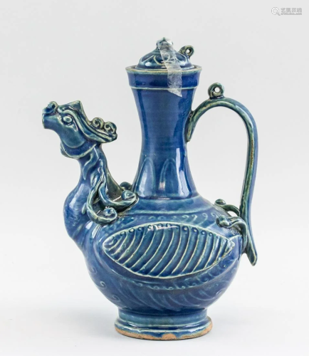 Chinese Yuan Blue Phoenix Wine Jug