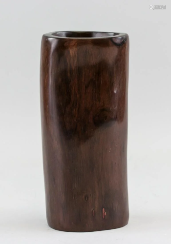 Chinese Huanghuali Wood Carved Brush Pot