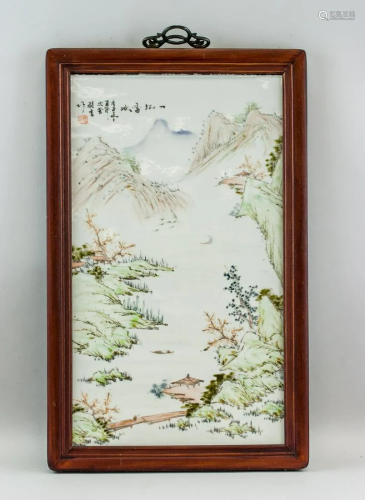 Chinese Porcelain Plaque Painting Signed Cheng Yan