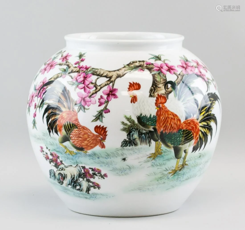 Chinese Famille Rose Porcelain Jar Yu Jinxi b.1939