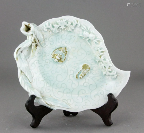 Chinese Fine Celadon Gold Gilt Porcelain Plate