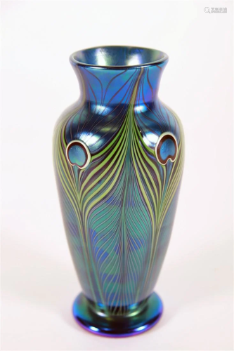 Orient and Flume, Peacock Feather Glass Vase