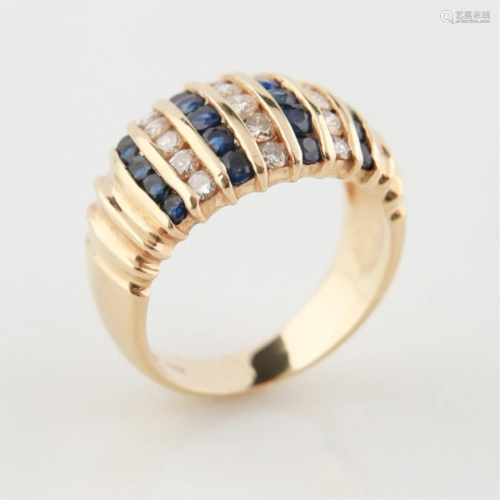 14kt Yellow Gold Sapphire Diamond Ring