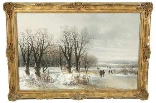 Georg Schlugg (German), Oil on Canvas Winter Scene