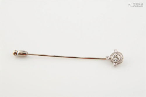 Platinum and 14kt 1920s Diamond Stick Pin