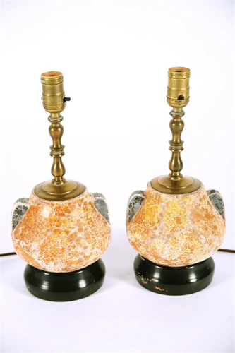 Pair of Chinese Crackle Vase Lamps