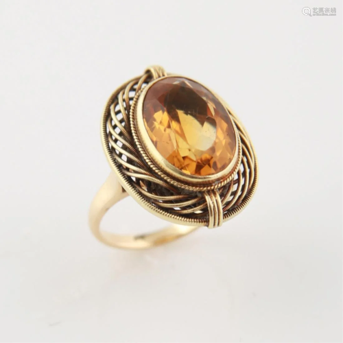 14kt Yellow Gold Citrine Cocktail Ring