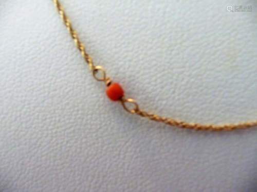 VINTAGE 14K CORAL NECKLACE AND BRACELET SET