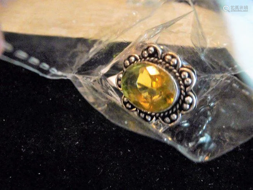 NEW GERMAN SILVER LEMON QUARTZ RING