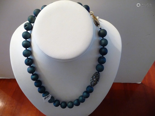 SEMI PRECIOUS BLUE DRUZY BEADED NECKLACE