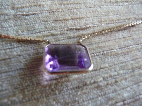 14K AMETHYST 34 INCH LONG CHAIN NECKLACE