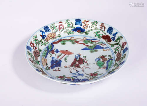 A Famille Verte Biscuit Figural Dish