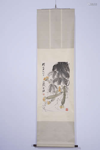 A Chinese Painting Hand-scroll of Towel Gourd