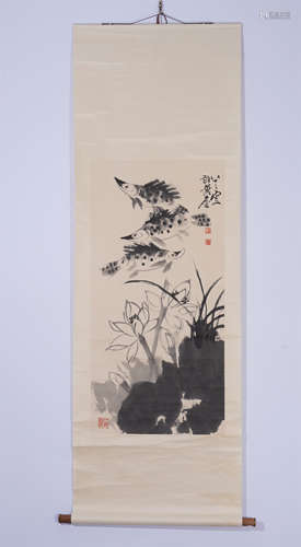 A Chinese Painting Hand-scroll of Lotus Pond