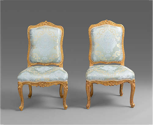 Pair Louis XV Giltwood Chaise