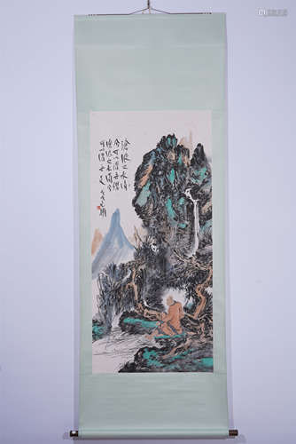 A Chinese Painting Hand-scroll of Figure in Landscape